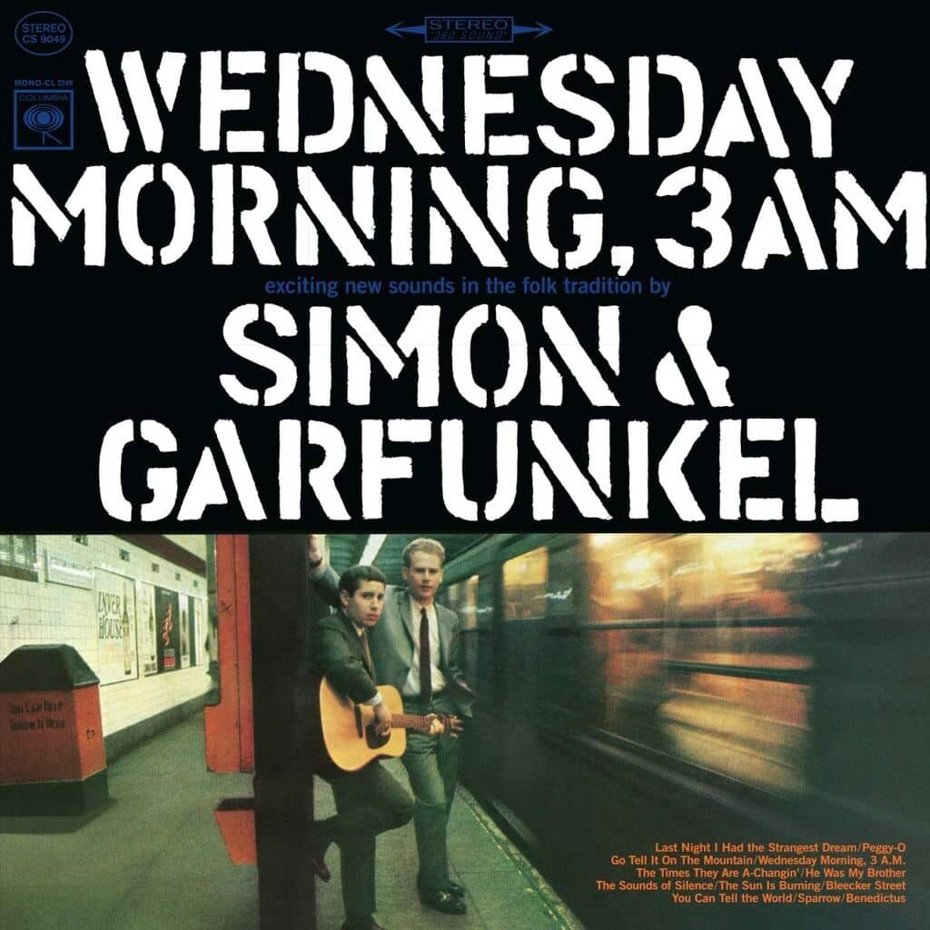 Avec "Wednesday Morning, 3 am" propulsé par "SIMON AND GARFUNKEL" en 1964 sera un album folk rock par excellence. très court album magnifique et intemporel, leur voix mêlées envoutantes et mélancoliques.